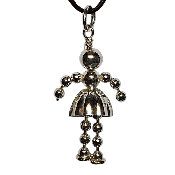 Vintage Articulating Girl Pendant in Sterling Silver - Picture 3 of 10